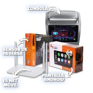 INSTALACION + PANTALLA 9 PULGADAS + CONSOLA ANDROID + SENSORES DE REVERSA + ROUTER MOVIL PARA EL CARRO +  15 DÍAS DE INTERNET (30GB)
